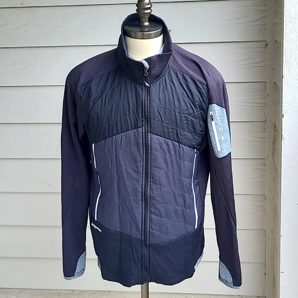 ORTOVOX Black Grey Wool Blend Swiss Mens Sz XL Full‎ Zip Athletic Jacket